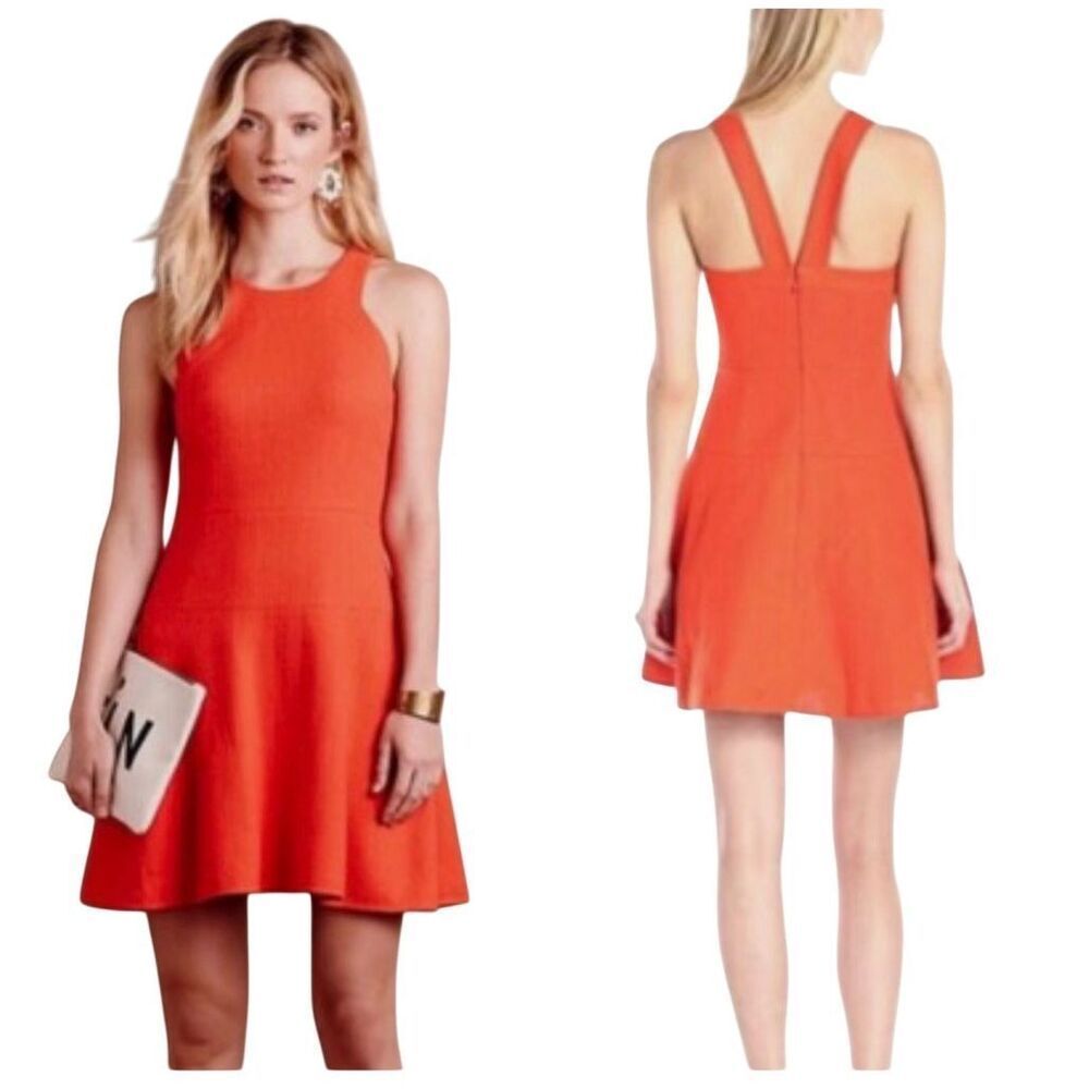 Anthropologie 4C Orange A Line Mini Dress Size 0 Cotton Cocktail Party Sleeveles